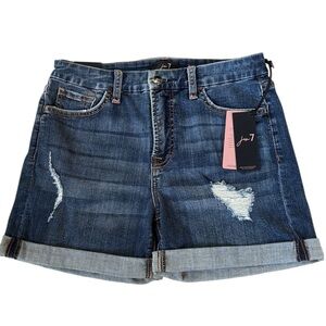 NWT 7 For All Mankind Jen 7 Mid Shorts Denim Size 4